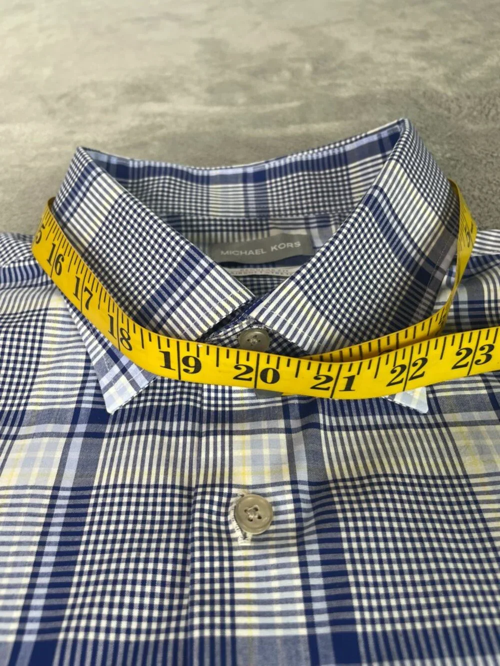 Michael Kors Men's XL Blue Plaid Airsoft Stretch Button Down Shirt Regular Fit